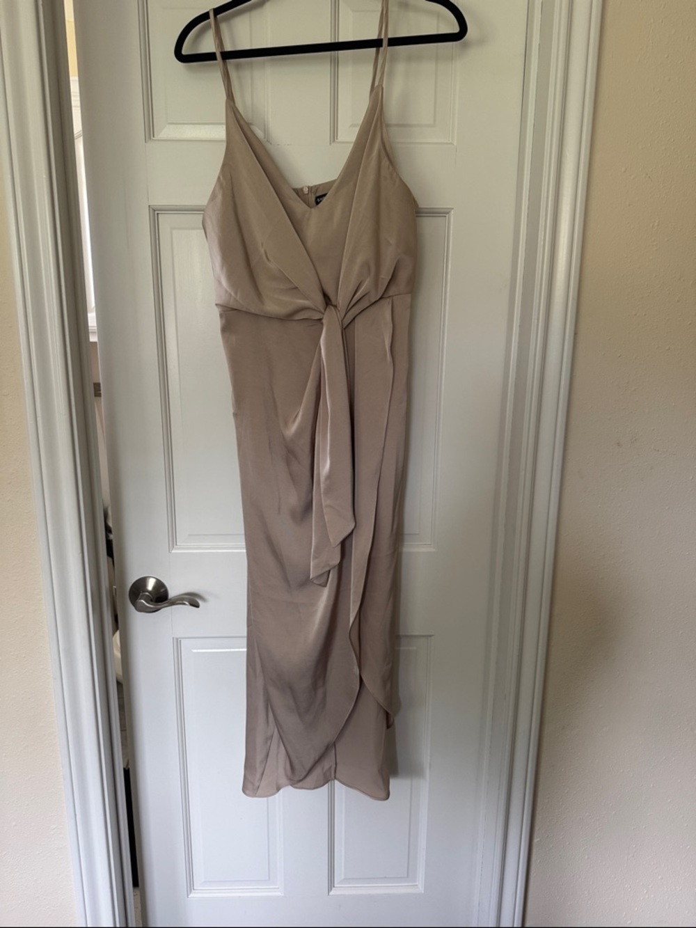 SHEIN Taupe Spaghetti Strap Tie-Front Midi Dress